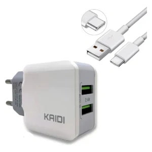 Carregador de Parede 2.4A 2 USB Turbo KD-301C Kaidi – Branco